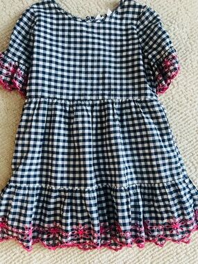 GAP Sarah Jessica Parker Collab Navy Gingham Dress Girls 6-7